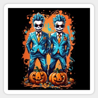 Ghoulish Grins & Halloween Pumpkin Twins Sticker